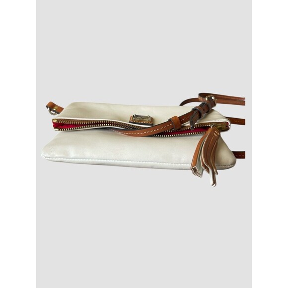 Dooney & Bourke Florentine Foldover Zip Crossbody Purse White Leather EUC - Picture 8 of 8